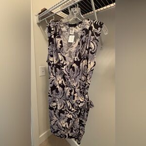 NWT Floral FAUX Wrap Dress in Blue Hues
